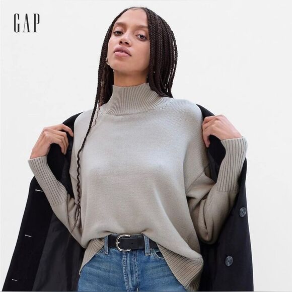 GAP Women's Turtleneck Sweater Mock Neck Drop Shoulder (45) - Picture 6 of 7